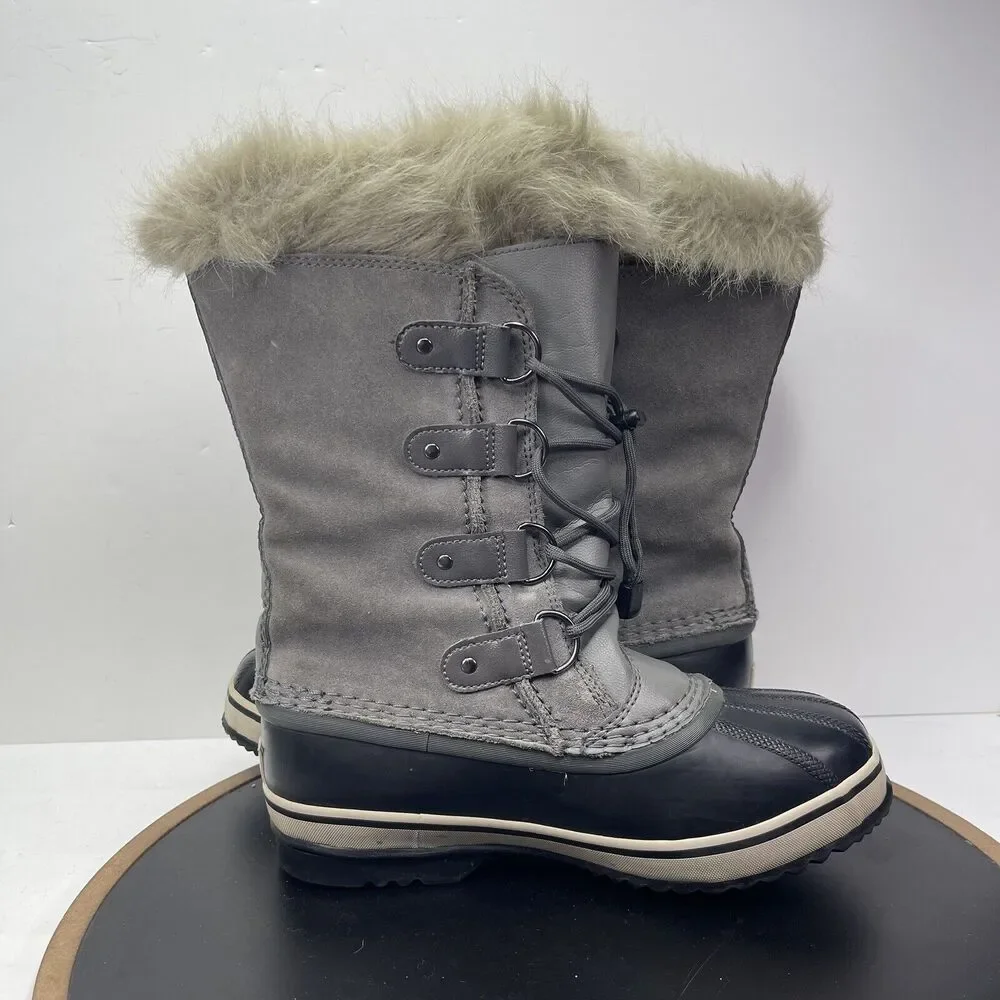 SOREL Joan of Arctic Winter Boots Women Sz 5 Gray Faux‎ Fur Insulated Waterproof